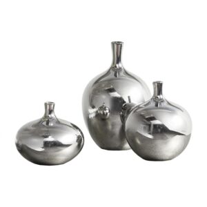 Ansen Metallic Vase 3 Piece Set - Silver