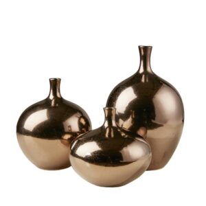 Ansen Metallic Vase 3 Piece Set - Bronze
