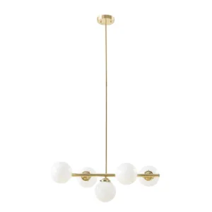 Aurelia 5-Light Chandelier with Frosted Glass Globe Bulbs - Gold