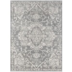 Asher Distressed Medallion Woven Area Rug - Cream/Grey