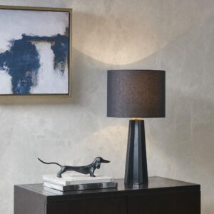 Athena Geometric Ceramic Table Lamp - Black
