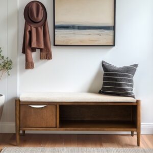Accent Bench with Storage and Upholstered Cushion