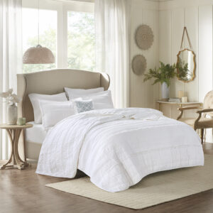 4 Piece Reversible Ruffle Quilt Set with Throw Pillow