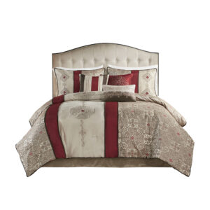 7 Piece Jacquard Comforter Set with Throw Pillows