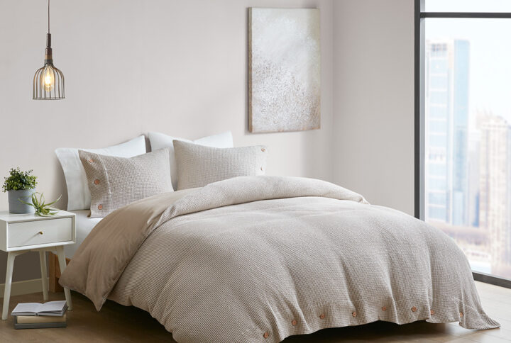 3 Piece Cotton and Rayon from Bamboo Blend Waffle Weave Duvet Cover Set