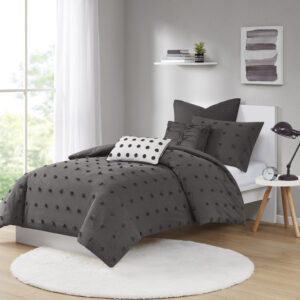 Cotton Jacquard Comforter Set with Euro Shams and Throw Pillows