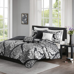 6 Piece Printed Cotton Quilt Set with Throw Pillows