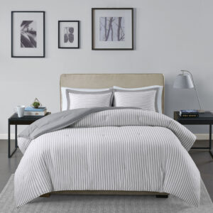 Reversible Yarn Dyed Stripe Down Alternative Comforter Set