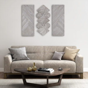 Carved Wood 3 Piece Set Wall Decor