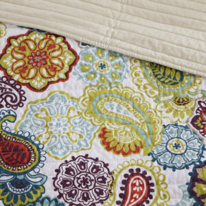 Reversible Paisley Quilt Set with Throw Pillow