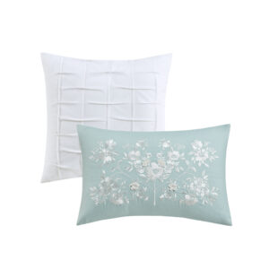 5 Piece Cotton Floral Comforter Set with Throw Pillows