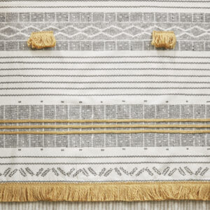 Cotton Stripe Printed Shower Curtain with Tassel