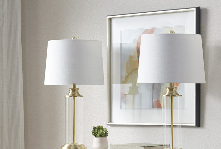 Glass Cylinder Table Lamp Set of 2