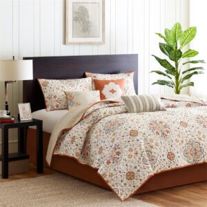 6 Piece Printed Quilt Set with Throw Pillows