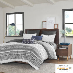 3 Piece Cotton Duvet Cover Set with Chenille Tufting