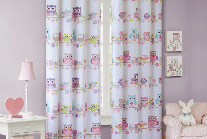Owl Printed Blackout Curtain Panel