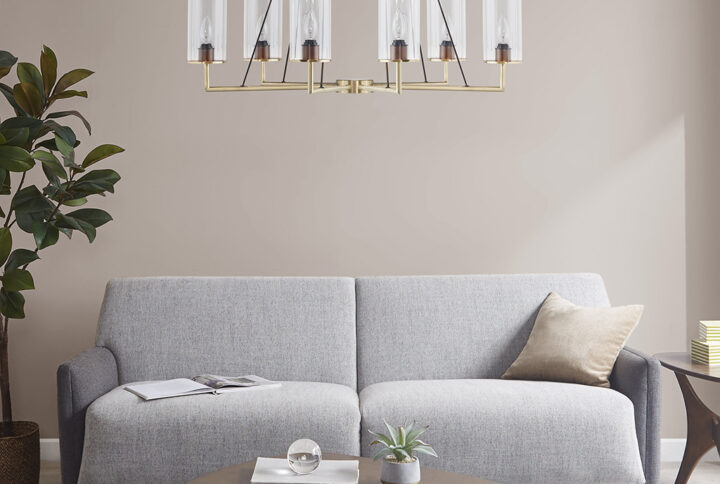 6-Light Chandelier with Cylinder Glass Shades