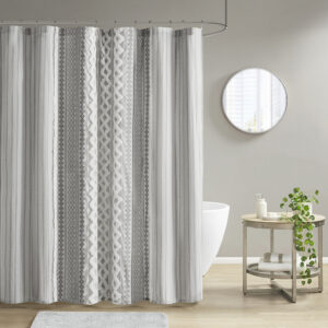 Cotton Printed Shower Curtain with Chenille