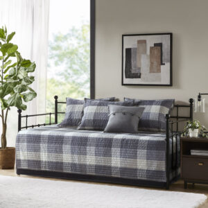 6 Piece Reversible Plaid Daybed Cover Set