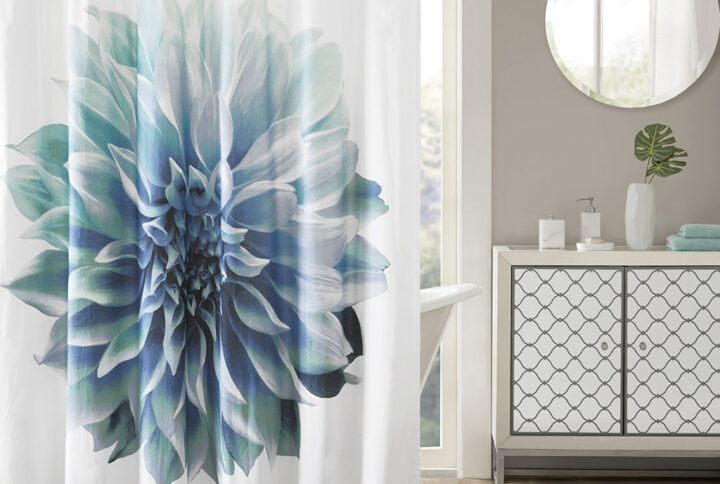 Printed Floral Cotton Shower Curtain