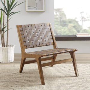 Faux Leather Woven Accent Chair