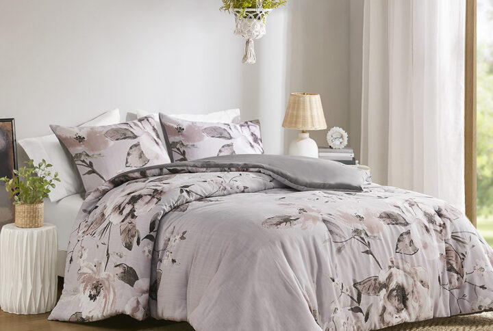 3 Piece Floral Printed Comforter Set