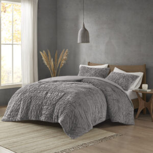 Ruched Fur Down Alternative Comforter Set