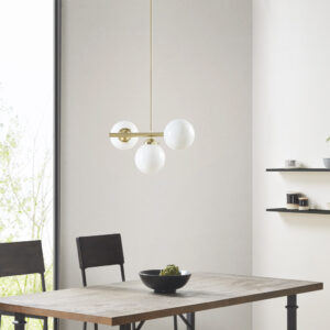 3-Light Chandelier with Frosted Glass Globe Bulbs