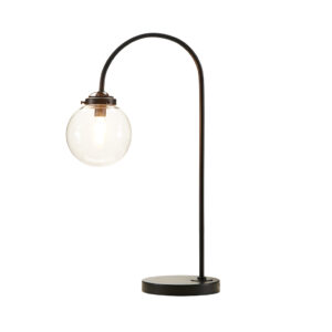 Arched Metal Table Lamp with Glass Globe Bulb