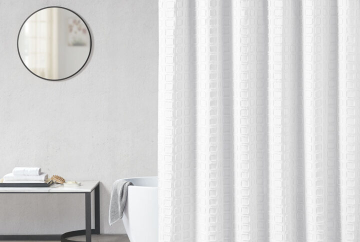 Woven Clipped Solid Shower Curtain