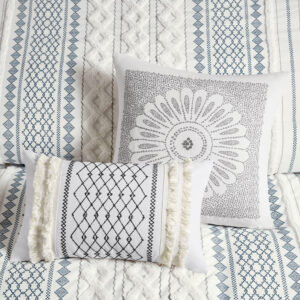 Cotton Printed Duvet Cover Set with Chenille