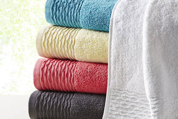 Jacquard Wavy Border Zero Twist Antimicrobial Cotton Towel Set