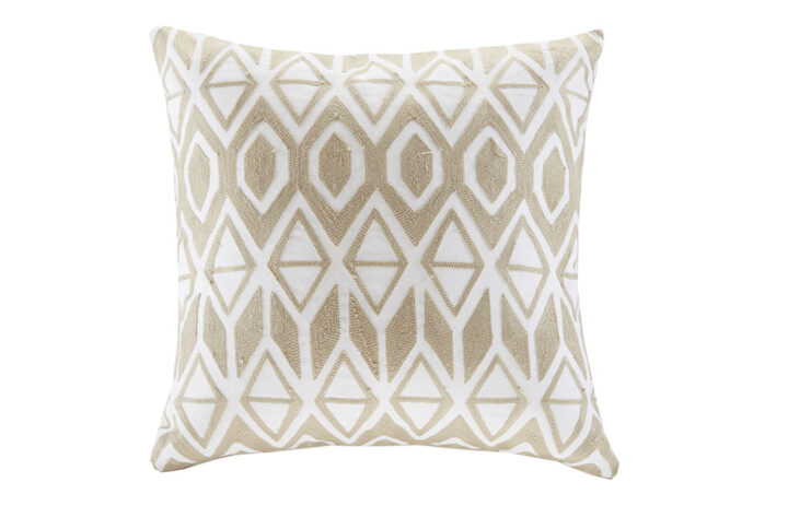 Embroidered Cotton Square Decorative Pillow