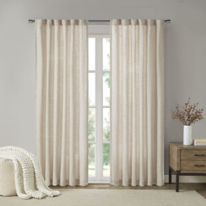Faux Linen Rod Pocket and Back Tab Fleece Lined Curtain Panel