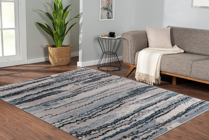 Watercolor Abstract Stripe Woven Area Rug