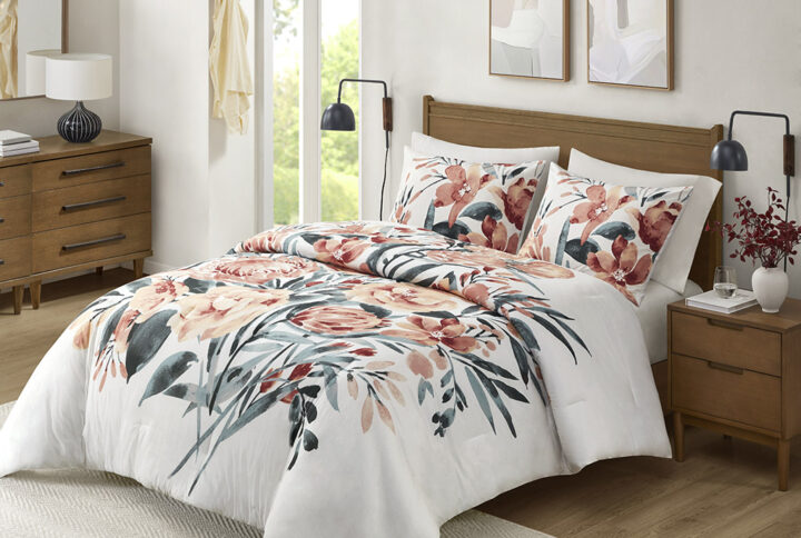 3 Piece Floral Cotton Comforter Set