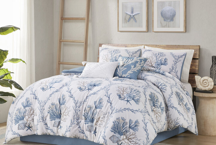 6 Piece Oversized Cotton Comforter Set with Throw Pillows