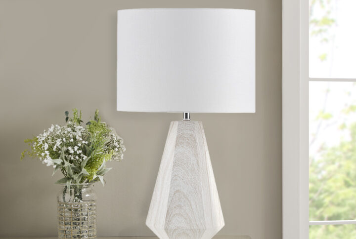 23" Resin Table Lamp with Faux Wood Texture