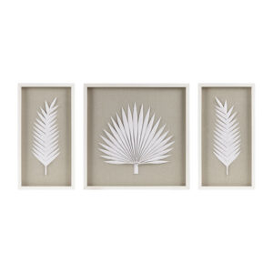Framed Rice Paper Palm Leaves 3-piece Shadowbox Wall Decor Set
