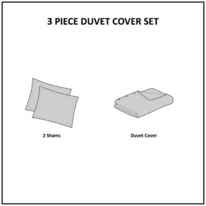 3 Piece Elastic Embroidered Cotton Duvet Cover Set