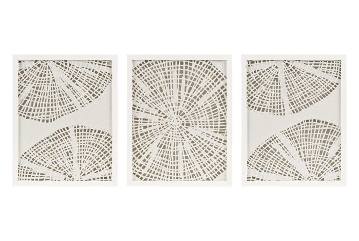 Framed Abstract Coastal Rice Paper 3-piece Shadowbox Wall Decor Set