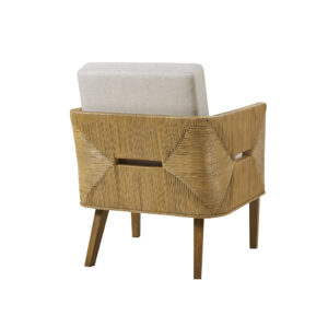 Handcrafted Rattan Upholstered Accent Arm Chair