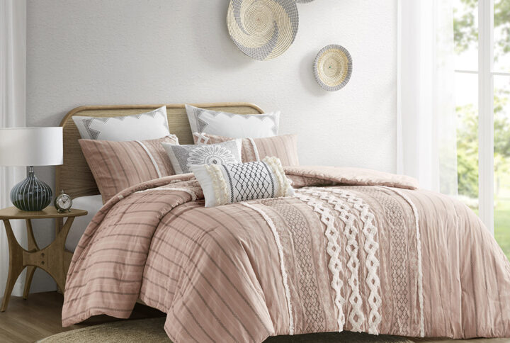 Cotton Printed Comforter Set with Chenille