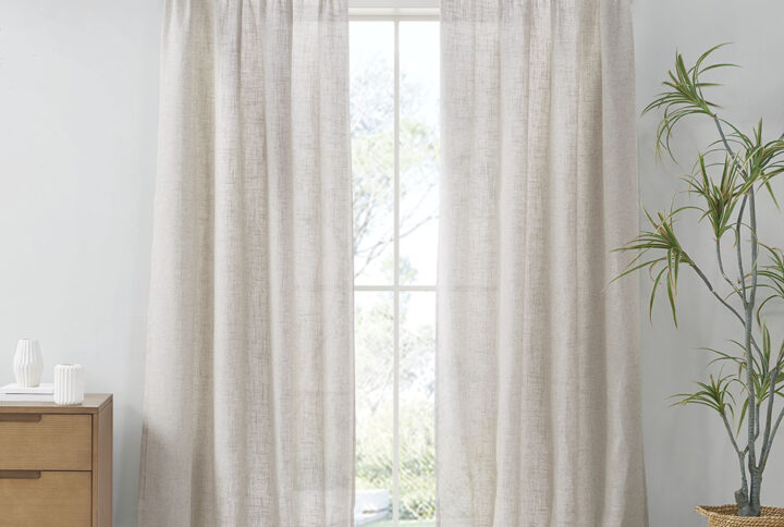 Linen Blend Light Filtering Curtain Panel Pair