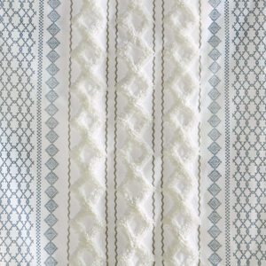 Cotton Printed Curtain Panel with Chenille Stripe and Lining