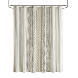Cotton Printed Shower Curtain with Chenille