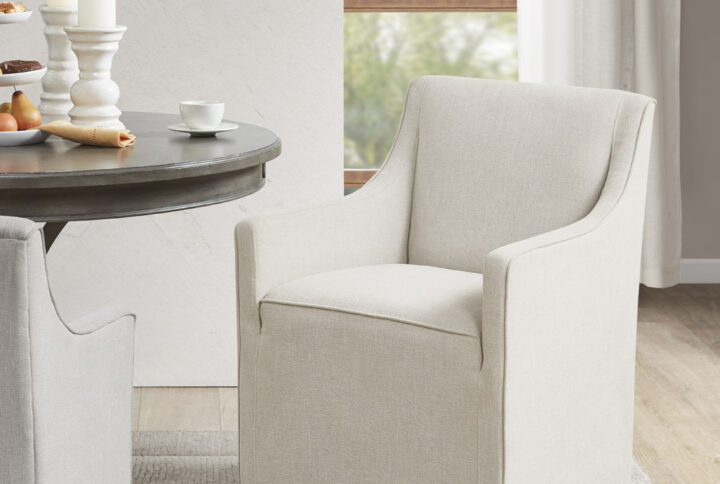 Slipcover Dining Arm Chair with Casters