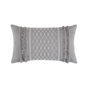 Embroidered Cotton Oblong Pillow with Tassels