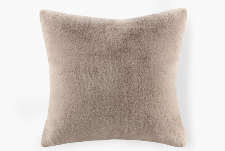 Solid Faux Fur Square Decor Pillow