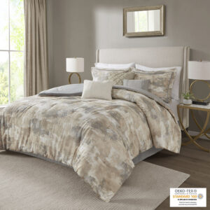 7 Piece Textured Cotton Blend Comforter Set